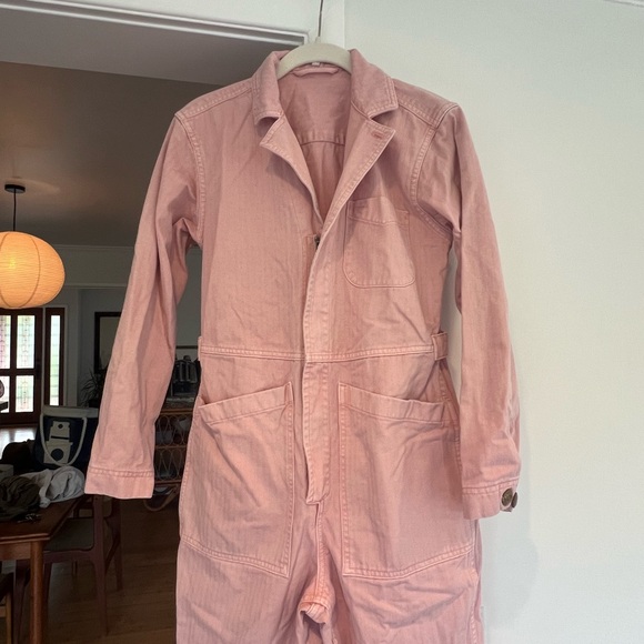Alex Mill Herringbone Standard Blush Pink Jumpsuit XS - Picture 6 of 9